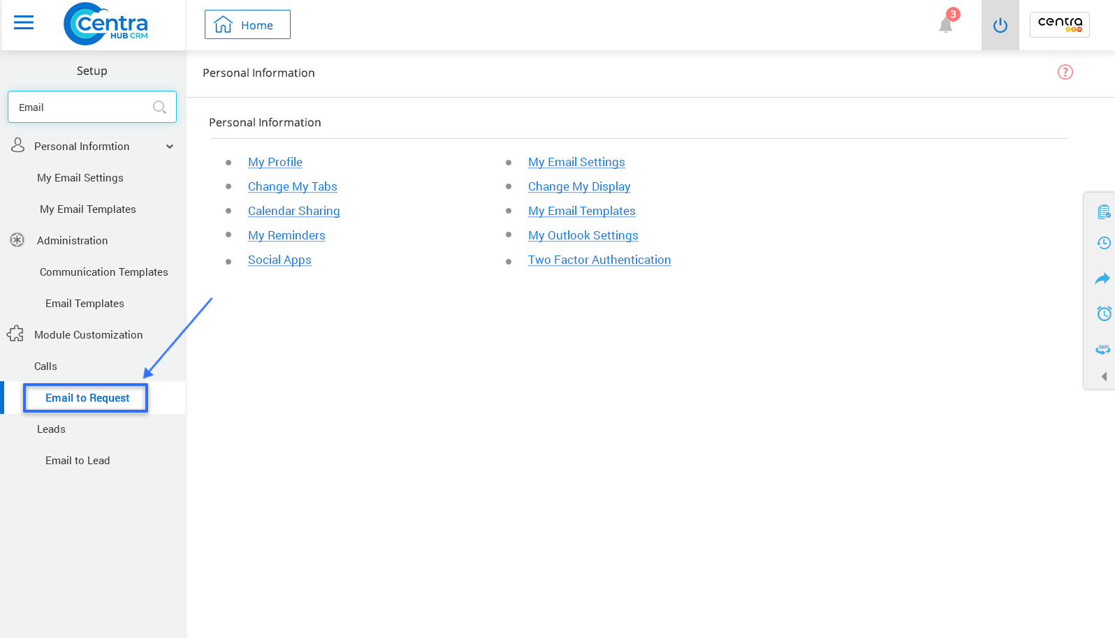 Email in CentraHub CRM CRM Software Support