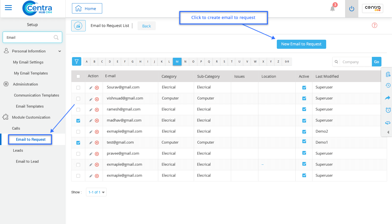Email in CentraHub CRM CRM Software Support
