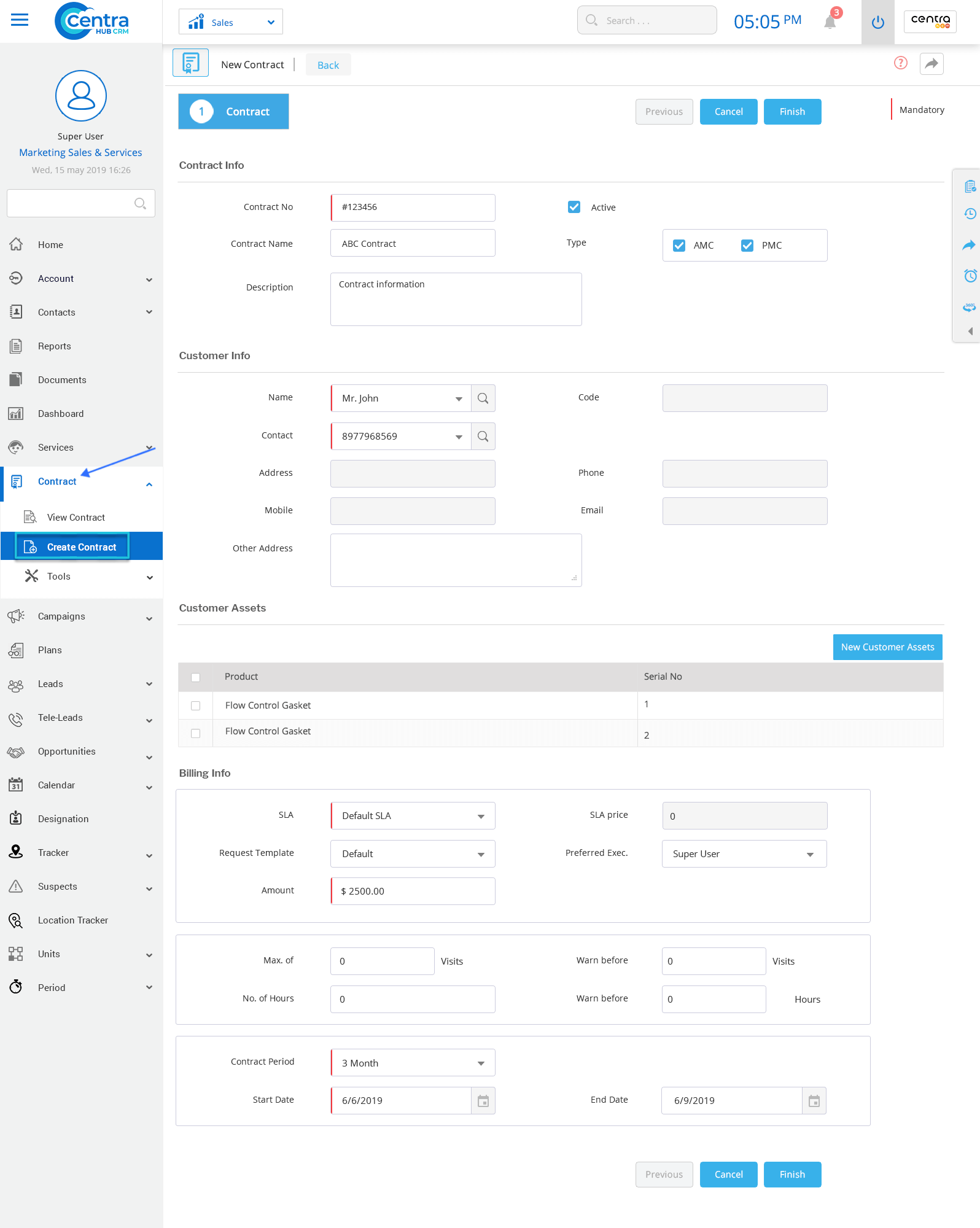 Generating Contract CentraHub CRM Support