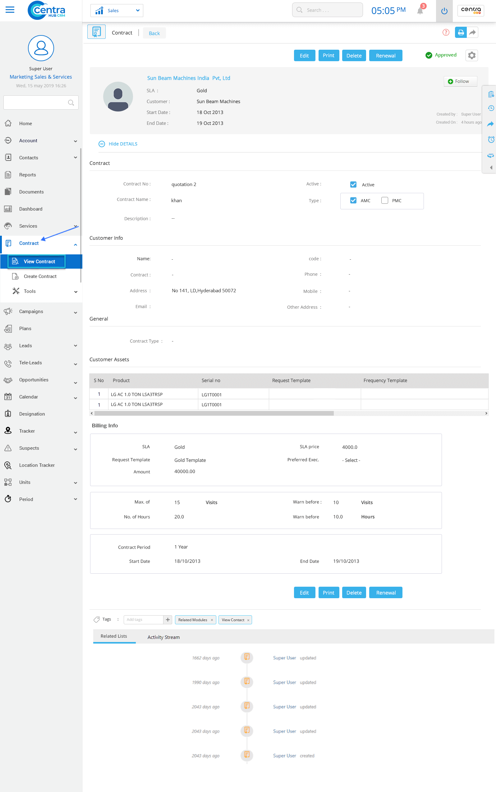 Generating Contract CentraHub CRM Support