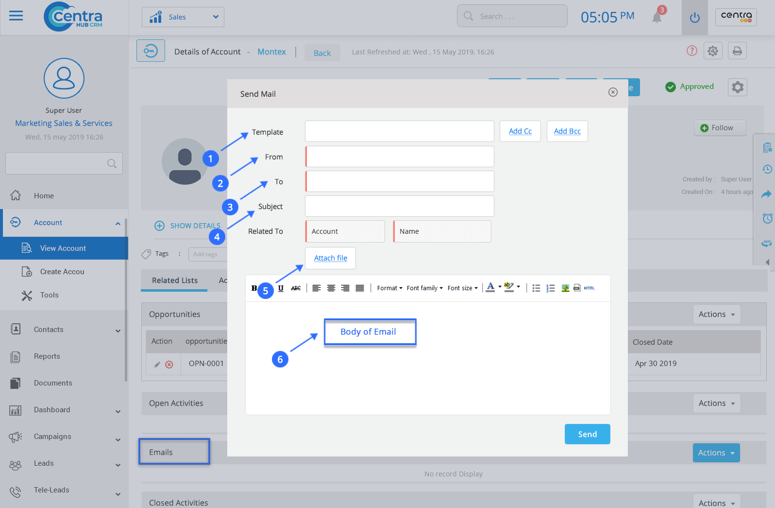 Sending emails from Modules CRM System Help Docs