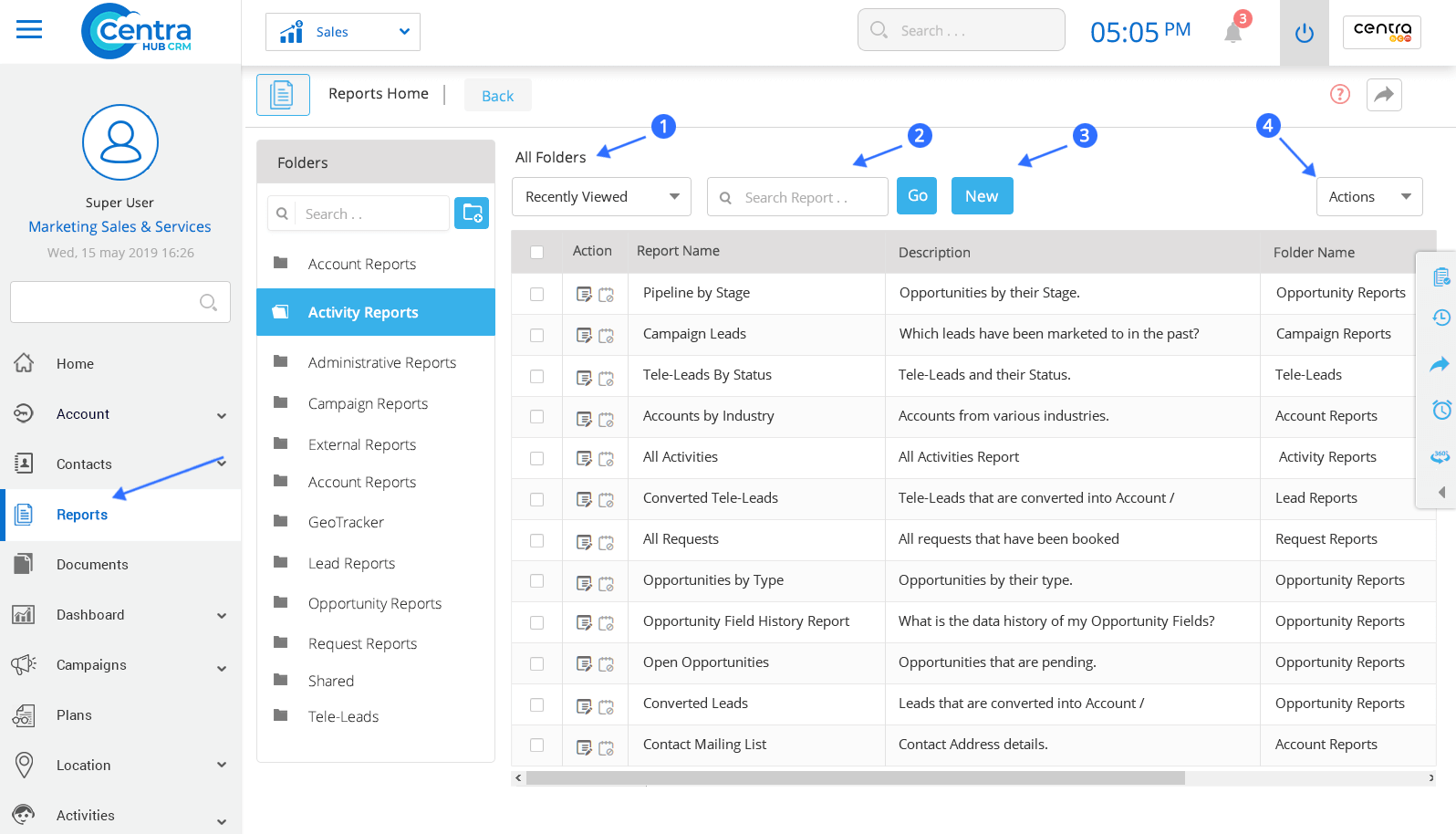 Standard Reports in CentraHub CRM CentraHub CRM Software